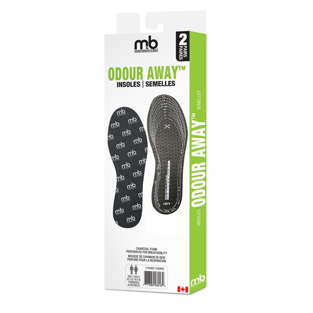 Odour Away Charcoal Insoles, 2 Pack — Moneysworth & Best product packaging